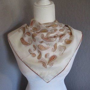 1950s cream and brown paisley scarf